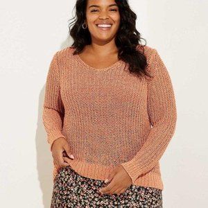 LOFT Plus Shimmer Cropped Sweater Sunbaked Clay
